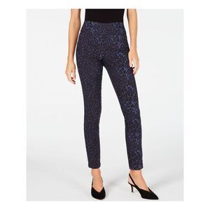 INC Womens Navy Animal Print Skinny Leggings Size: 2